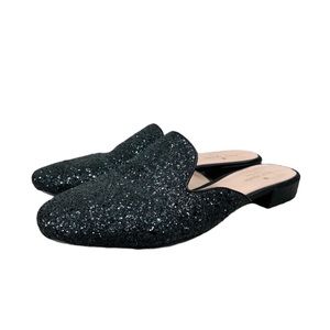 Kate Spade New York Gowan Black Glitter Sparkle Slip On Mules Loafers
